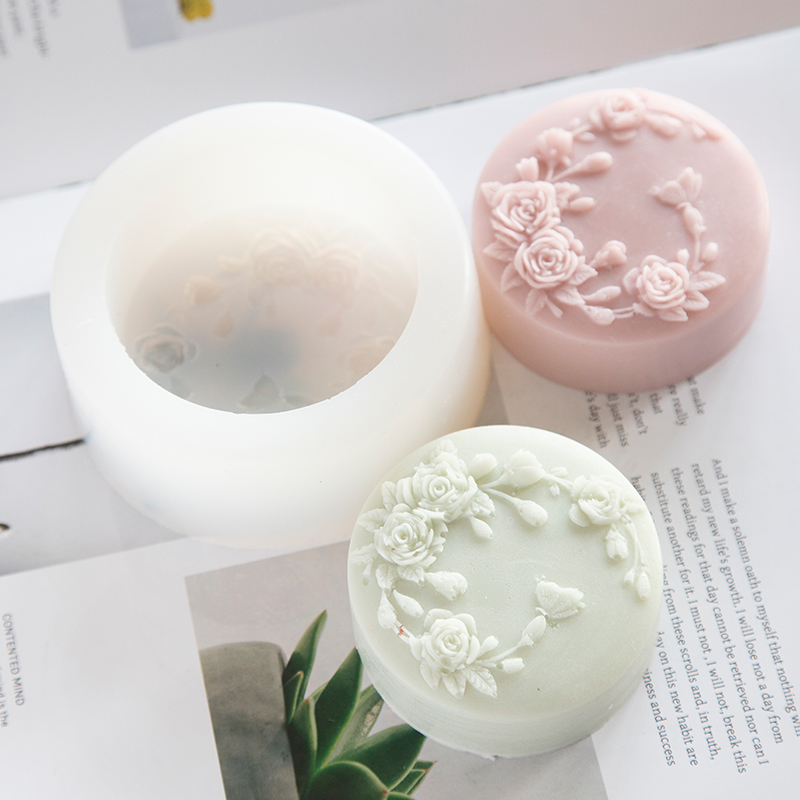 Soap Making Lye - Round Shape Rose Flower Handmade Soap
