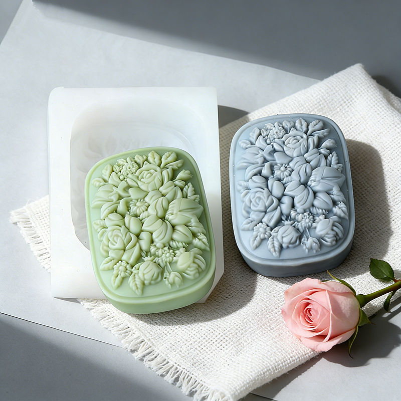 Soap Making Equipment For Beginners - Square Floral Silicone Soap Mold with